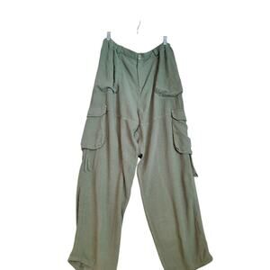 NWOT Anthropologie Green Parachute Cargo Pants Sz‎ L Green Pockets Comfort